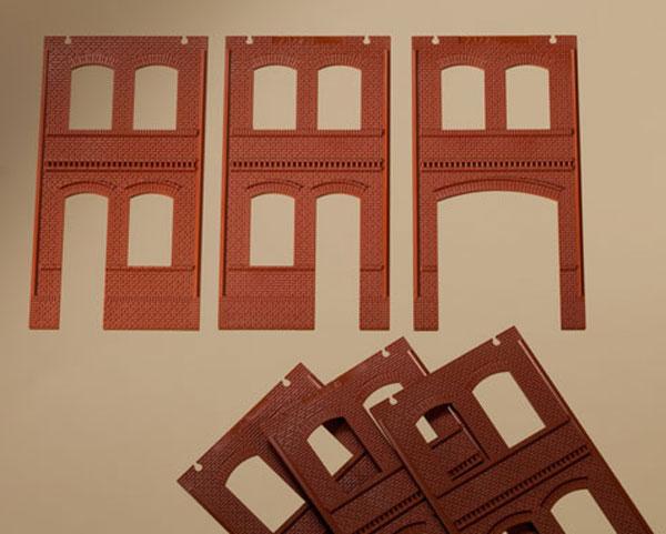 Brick walls with window and door openings red (6pc)<br /><a href='images/pictures/Auhagen/80507.jpg' target='_blank'>Full size image</a>